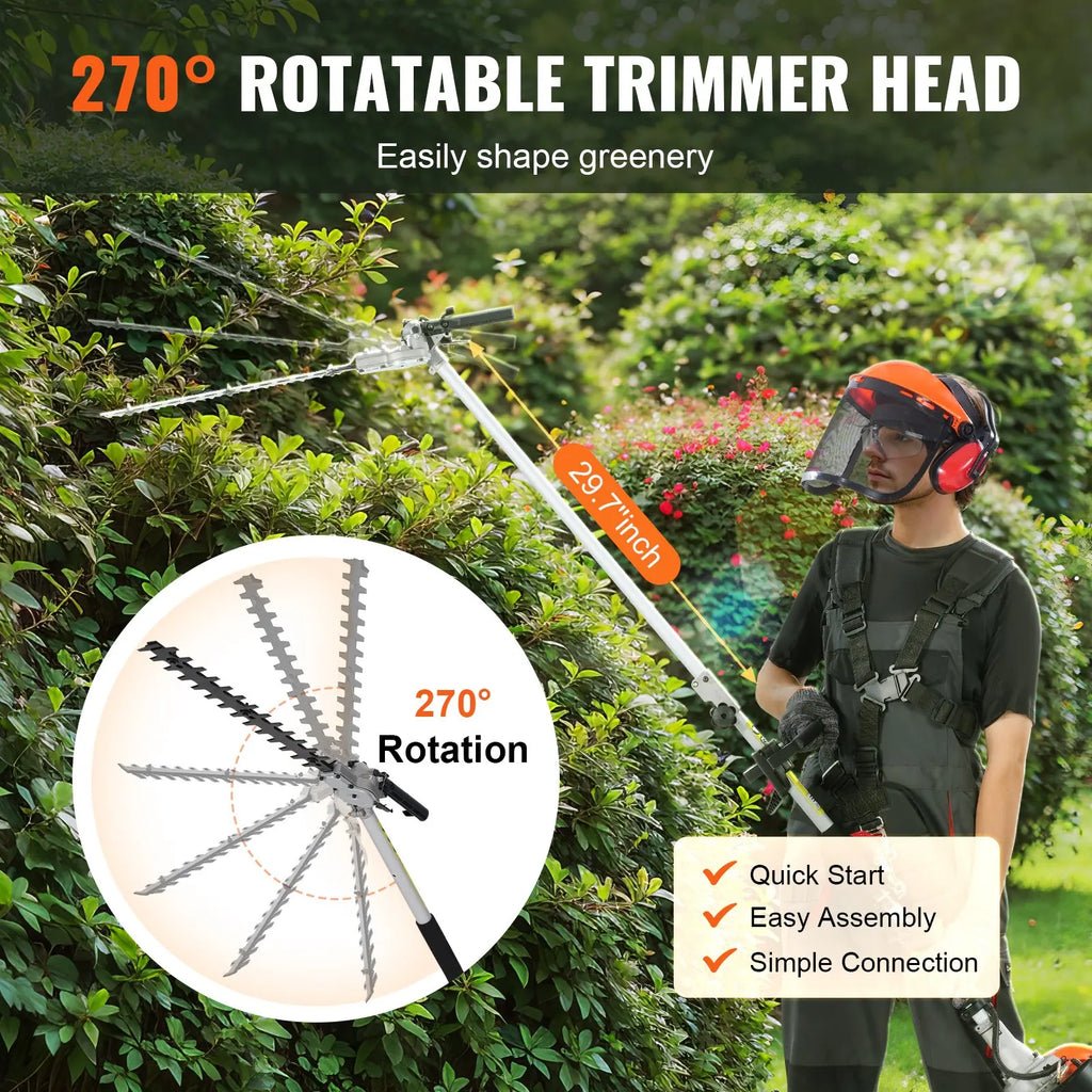 6-in-1 Gas Yard Tool: Trimmer, Brush Cutter, Hedge Trimmer & Pole Saw