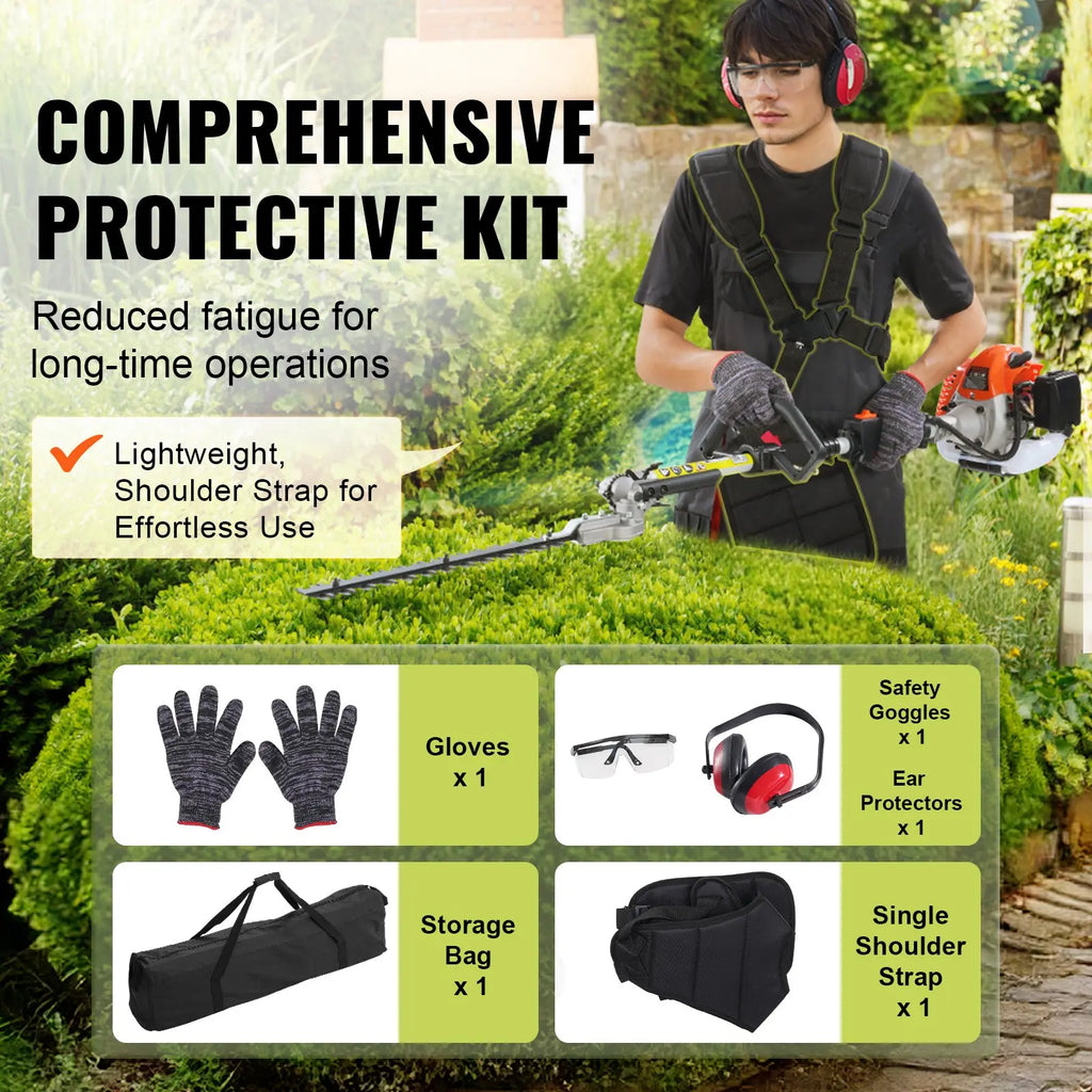 6-in-1 Gas Yard Tool: Trimmer, Brush Cutter, Hedge Trimmer & Pole Saw
