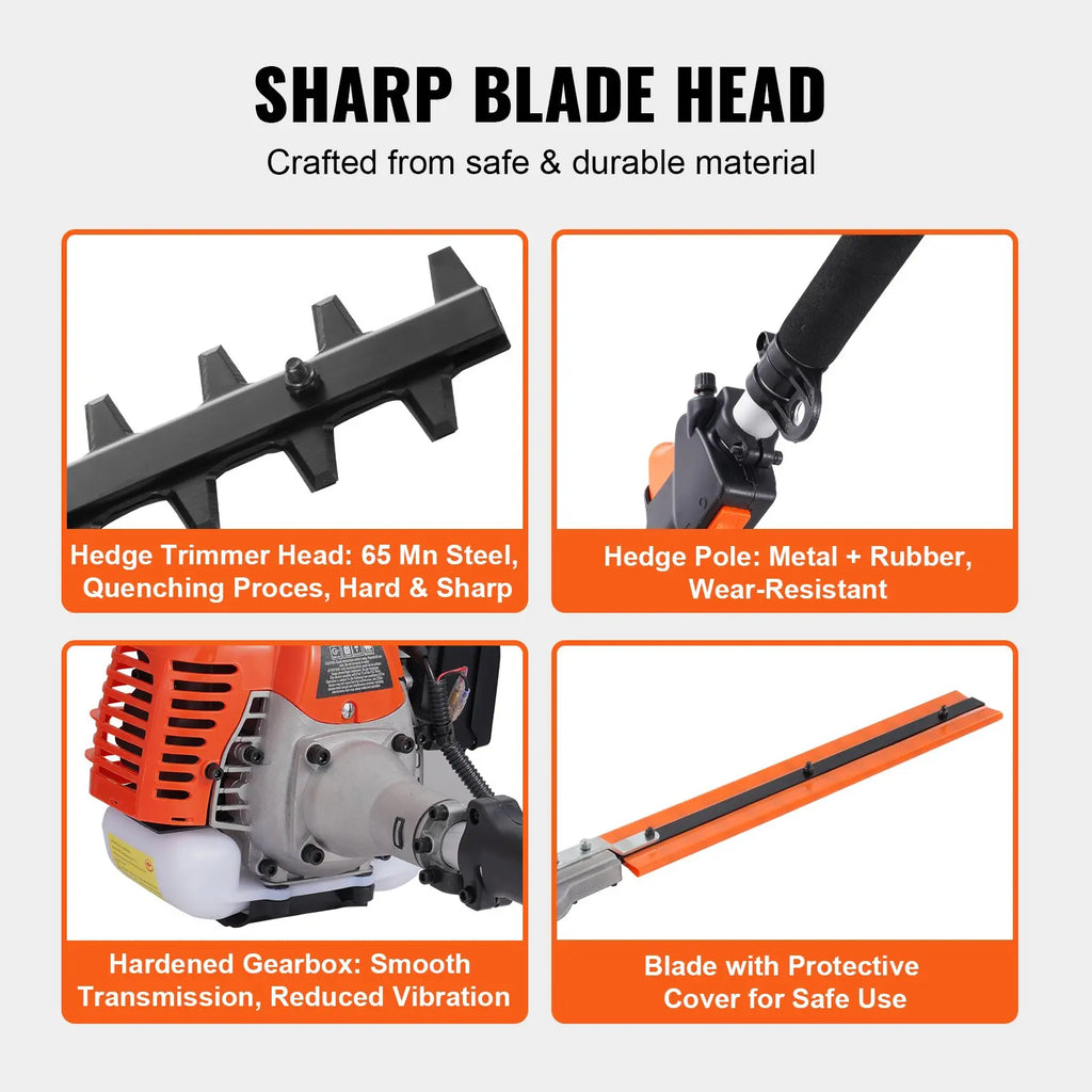 6-in-1 Gas Yard Tool: Trimmer, Brush Cutter, Hedge Trimmer & Pole Saw