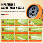 Retractable Garden Hose Reel with 9-Pattern Nozzle & 180° Swivel Bracket